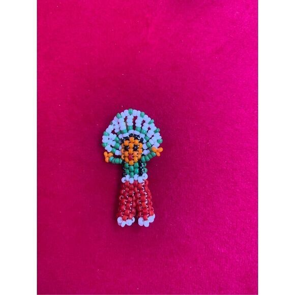 Native American Indian Tribal Beaded Doll Charm Pendant Necklace - Picture 2 of 7